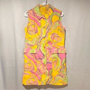 Vintage 60s Pyschadelic Pucci Style Dress Sleeveless-Made in USA